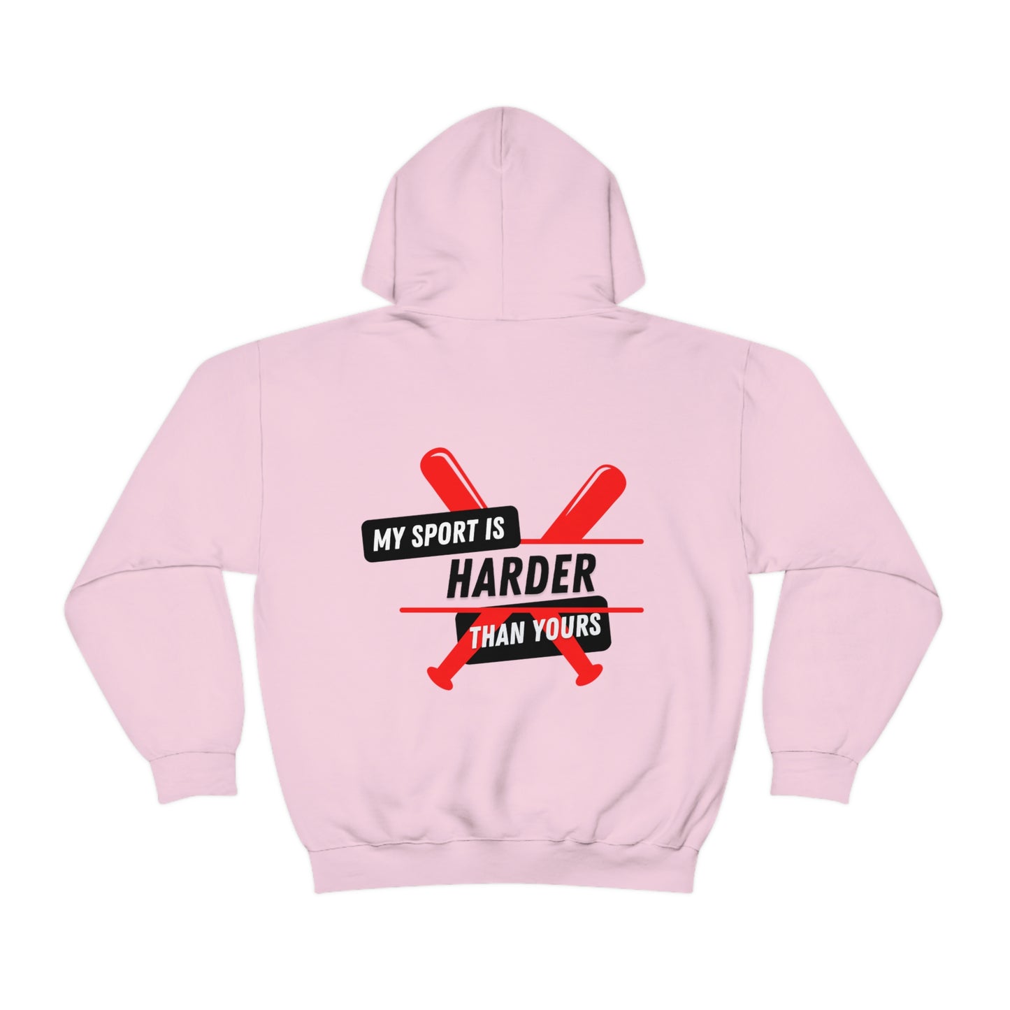 My Sport is Harder Than Yours Red Bat (Light Pink) Hooded Sweatshirt