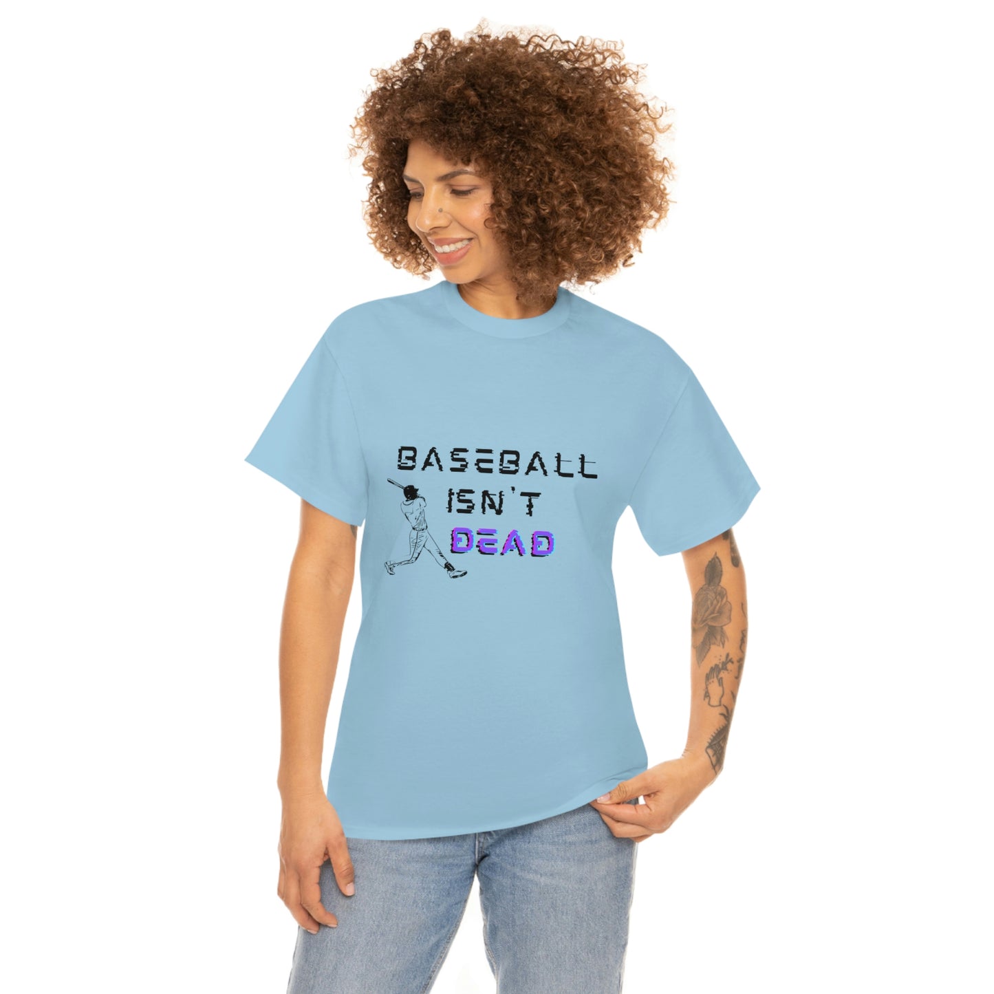 Baseball Isn't Dead Purple Front (light blue) Tee