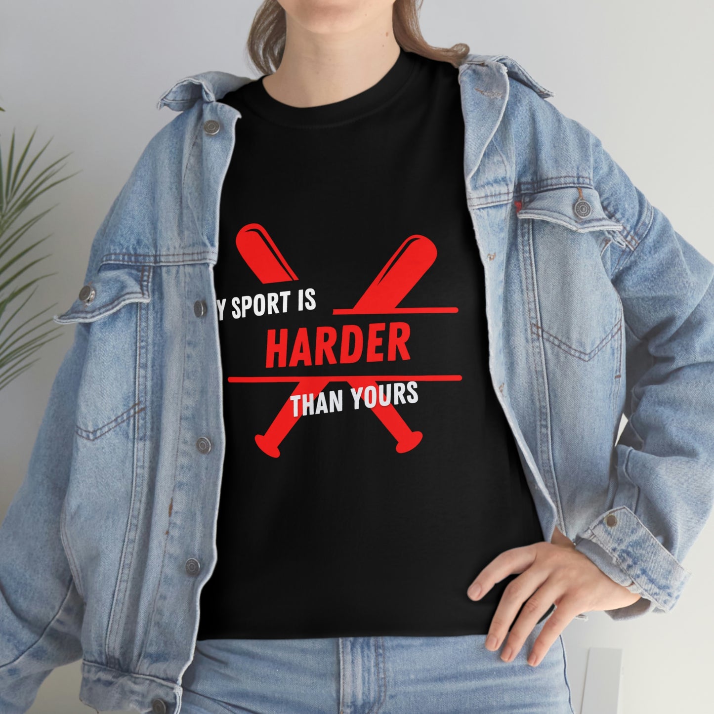 My Sport Is Harder Than Yours Red Bat (black) Tee