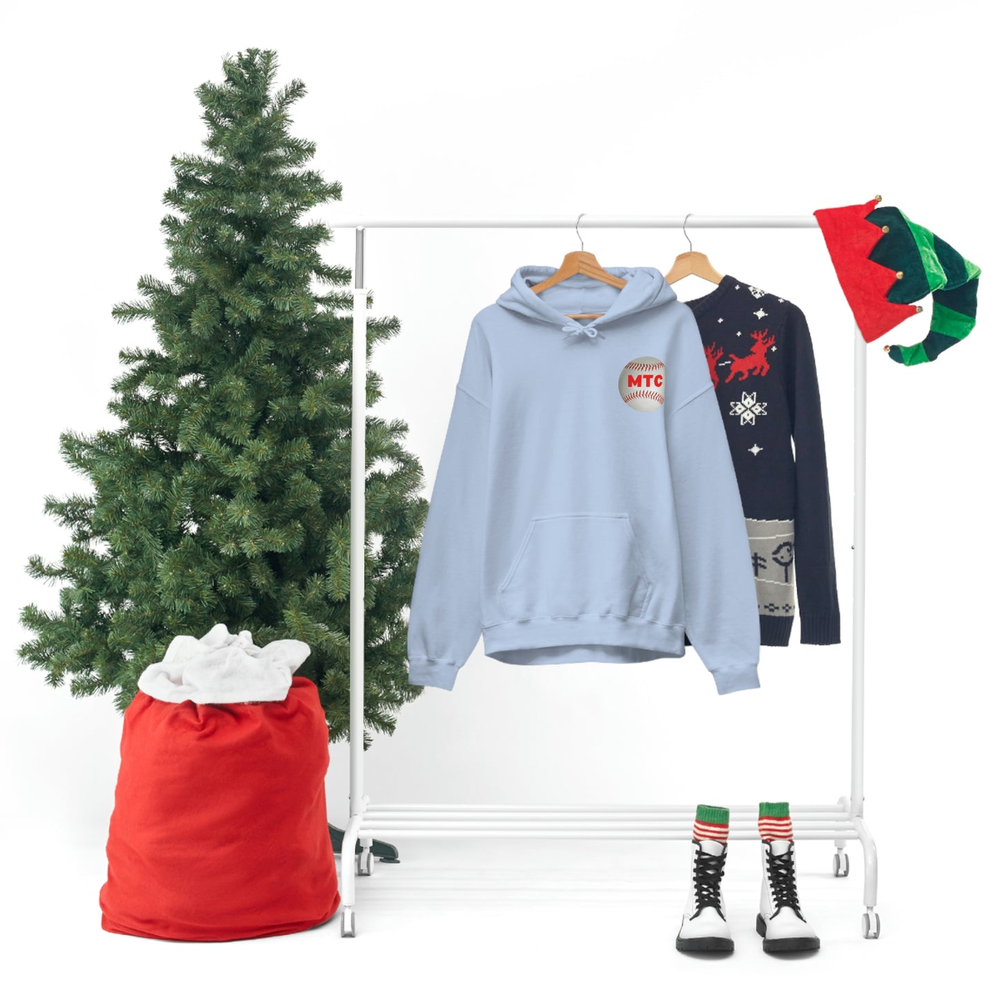 My Sport is Harder Than Yours Red Bat (Light Blue) Hooded Sweatshirt