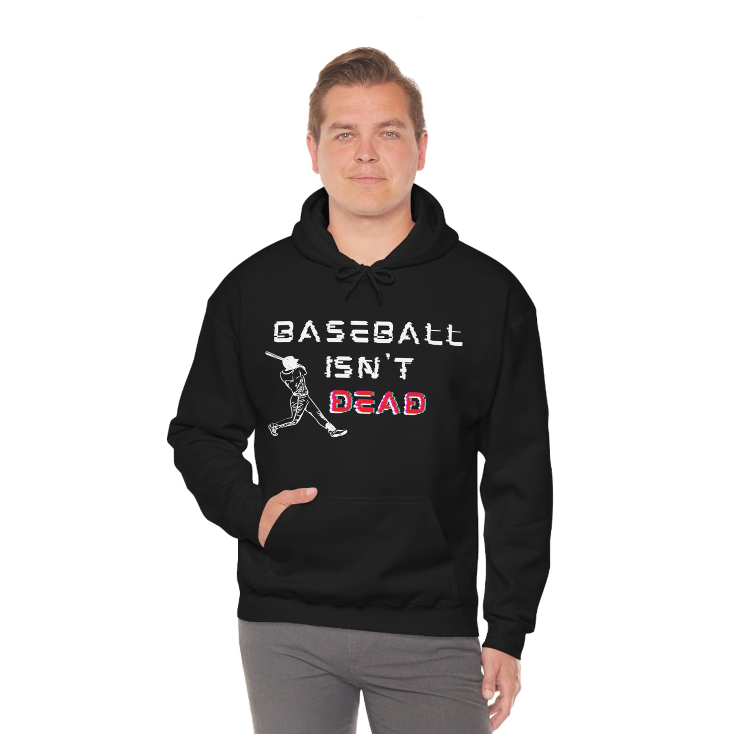 Baseball Isn't Dead Red Front (Black) Hooded Sweatshirt