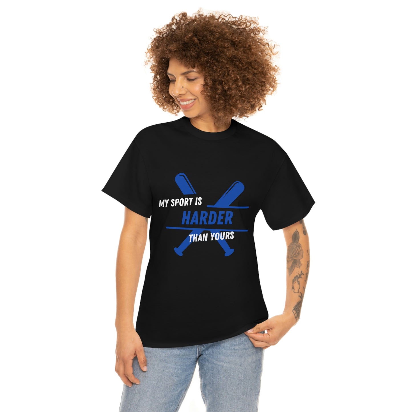 My Sport Is Harder Than Yours Blue Bat (black) Tee