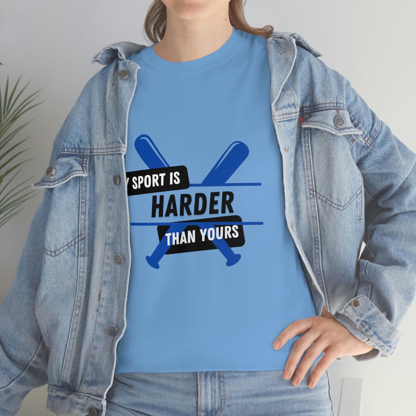 My Sport Is Harder Than Yours Blue Bat (Carolina Blue) Tee