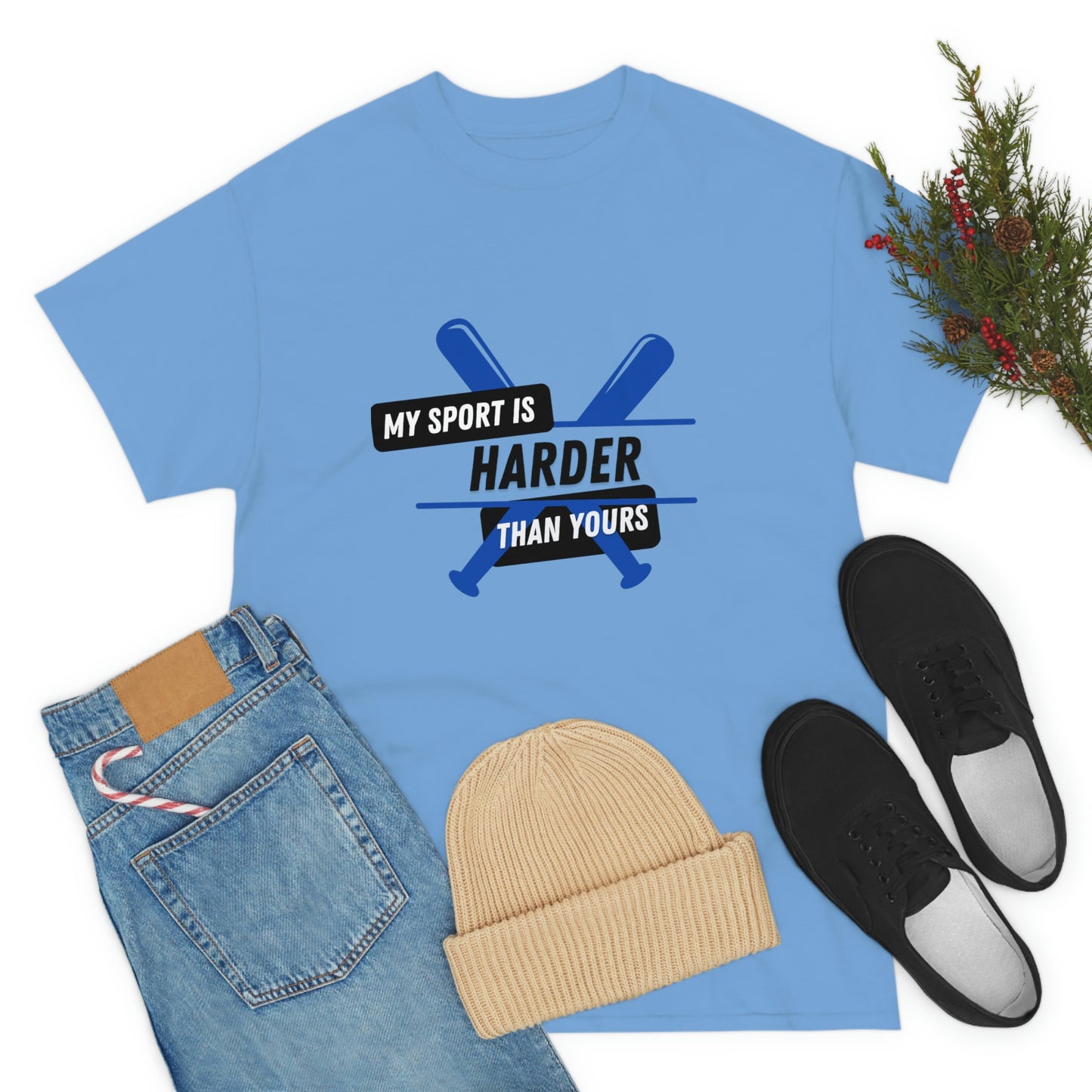 My Sport Is Harder Than Yours Blue Bat (Carolina Blue) Tee