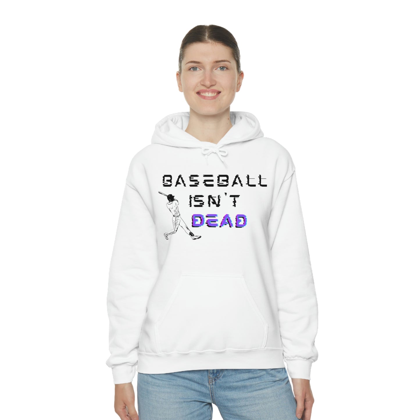 Baseball Isn't Dead Purple Front (white) Hooded Sweatshirt