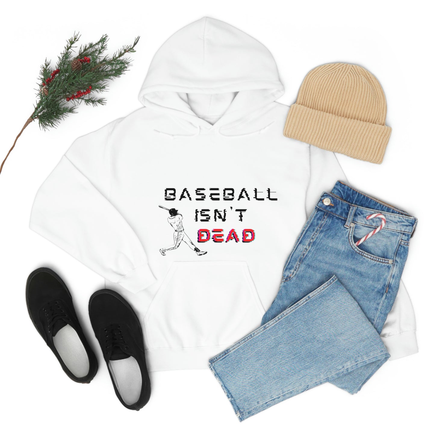 Baseball Isn't Dead Red Front (White) Hooded Sweatshirt