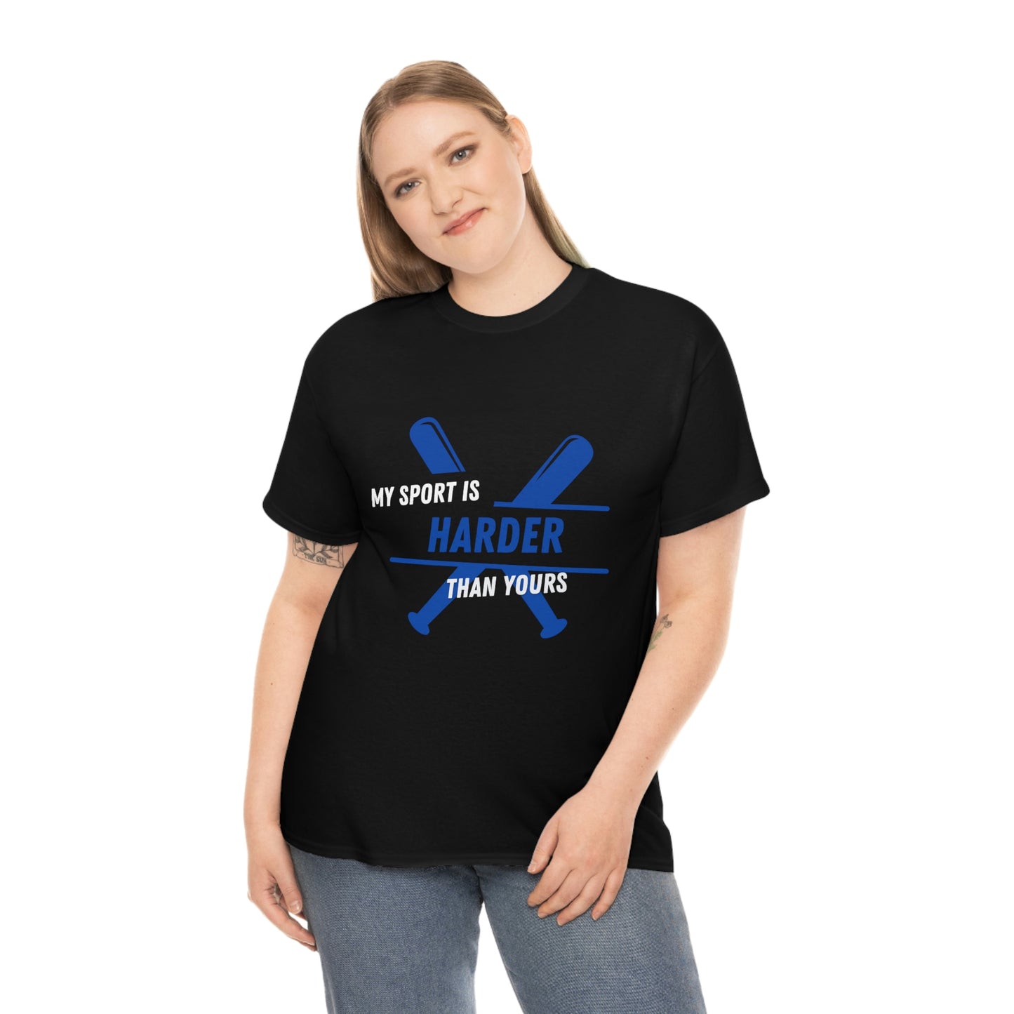 My Sport Is Harder Than Yours Blue Bat (black) Tee