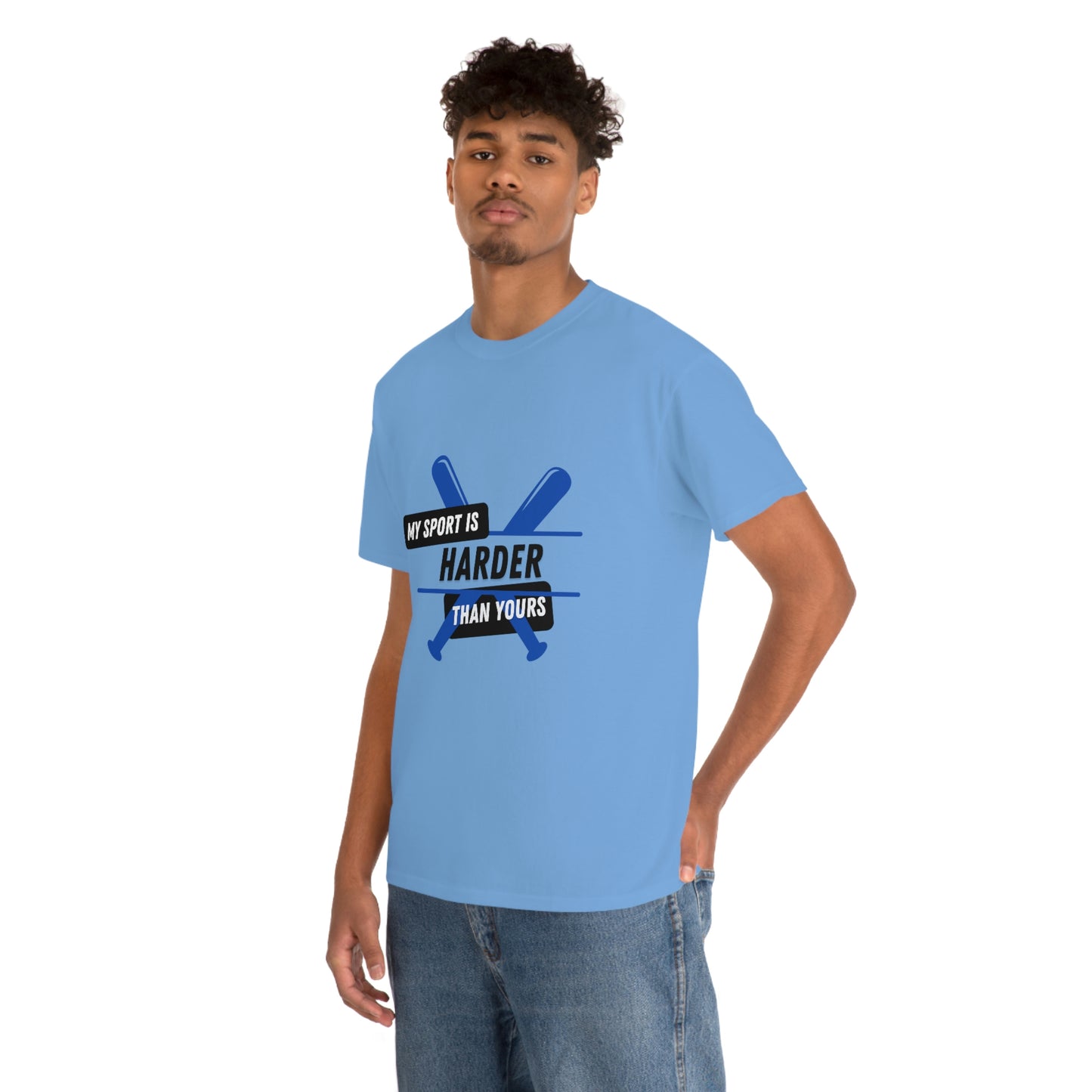 My Sport Is Harder Than Yours Blue Bat (Carolina Blue) Tee