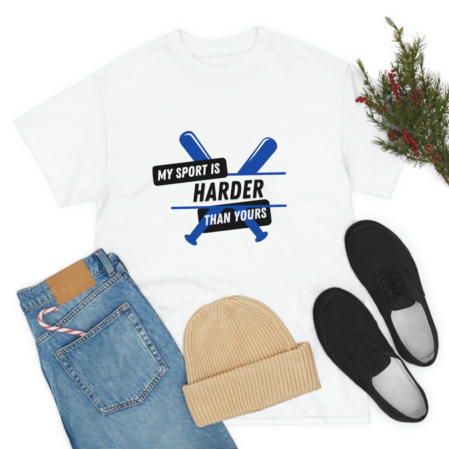 My Sport Is Harder Than Yours Blue Bat (white) Tee