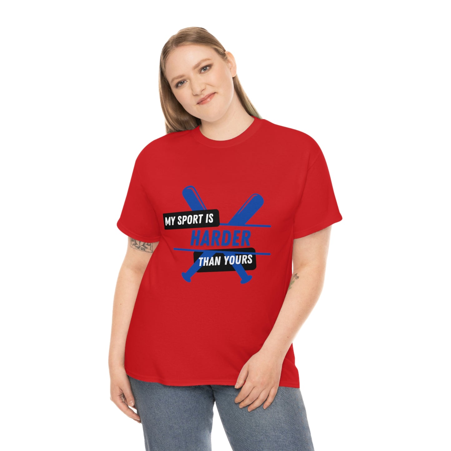 My Sport Is Harder Than Yours Blue Bat (red) Tee