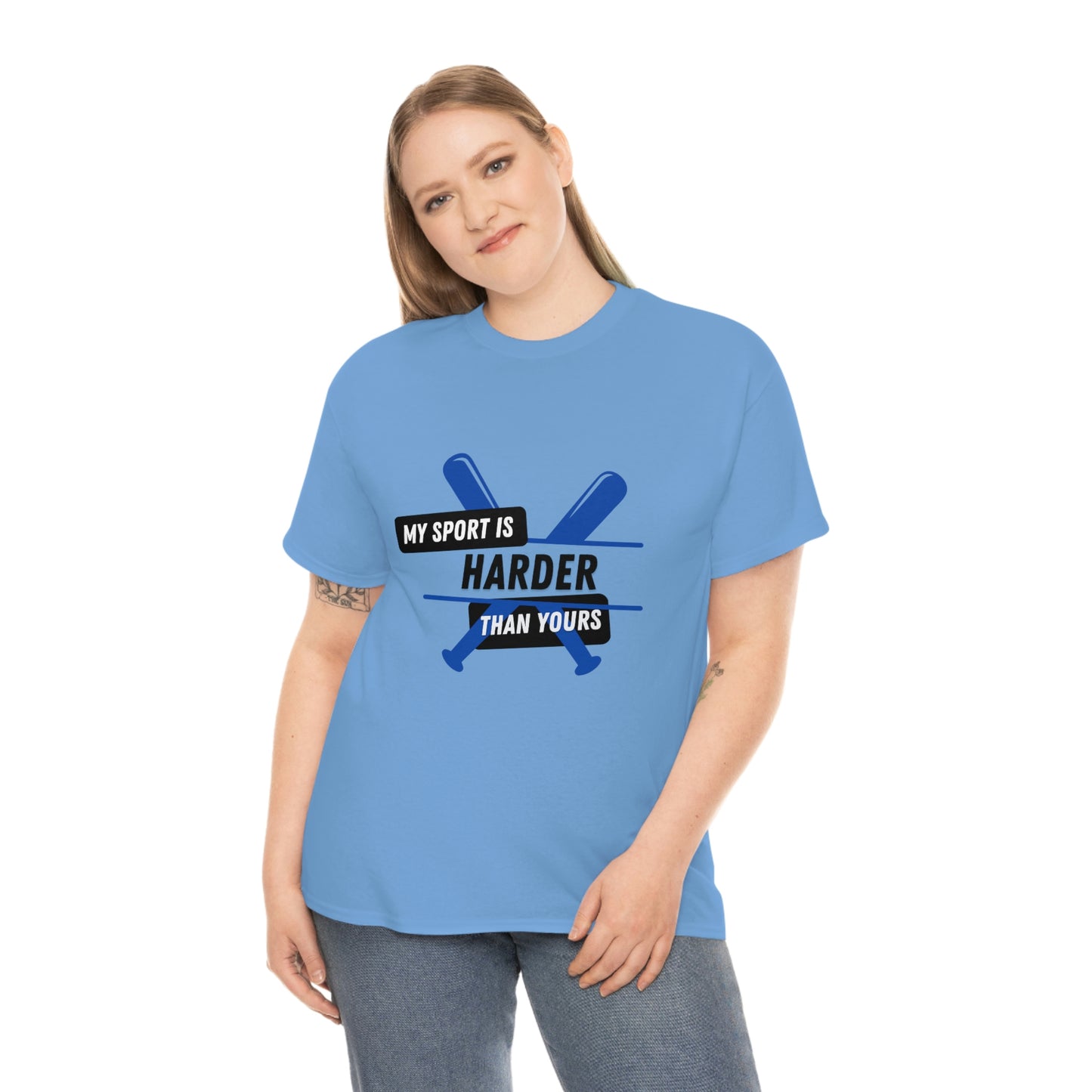 My Sport Is Harder Than Yours Blue Bat (Carolina Blue) Tee