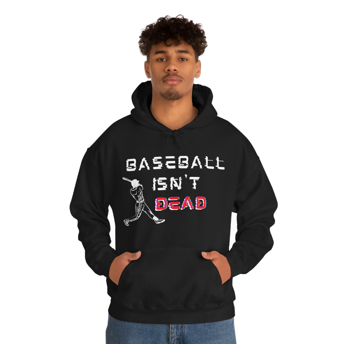 Baseball Isn't Dead Red Front (Black) Hooded Sweatshirt