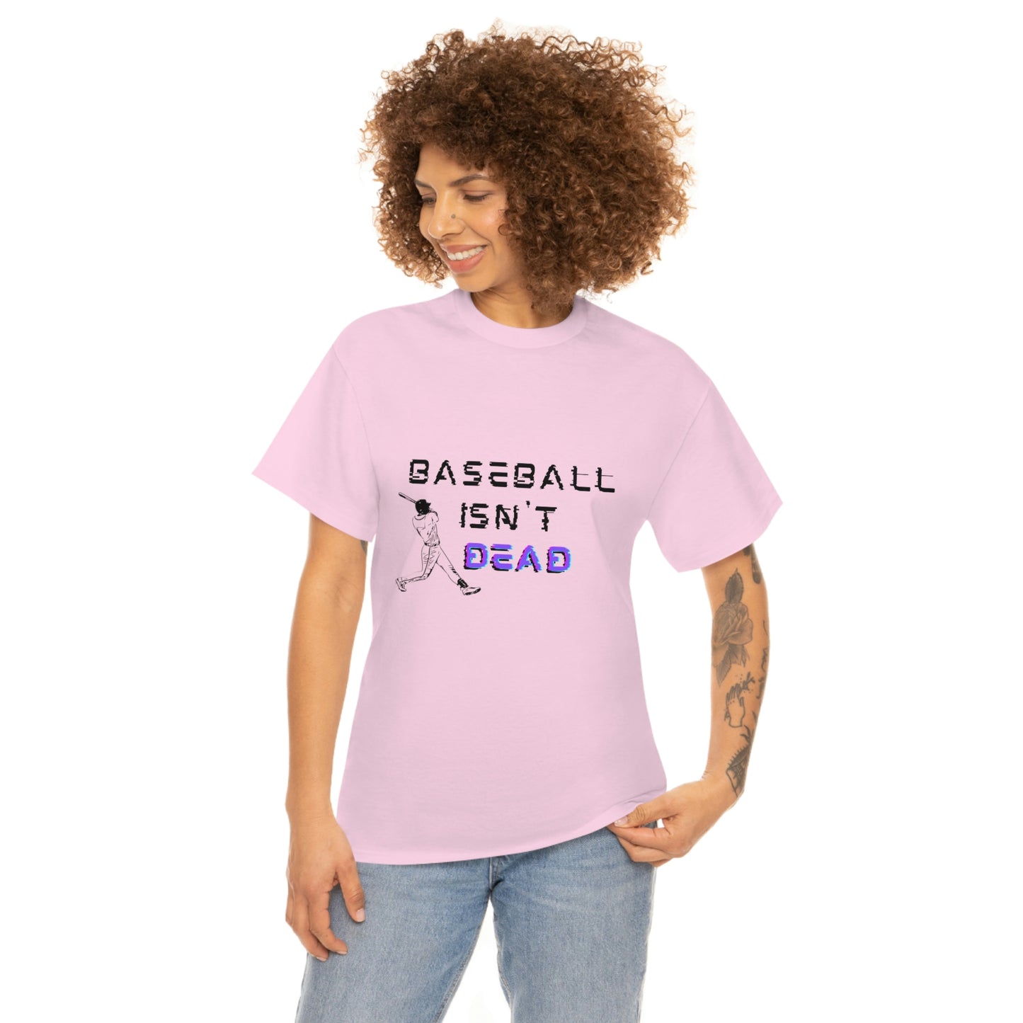 Baseball Isn't Dead Purple Front (light pink) Tee