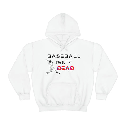 Baseball Isn't Dead Red Front (White) Hooded Sweatshirt