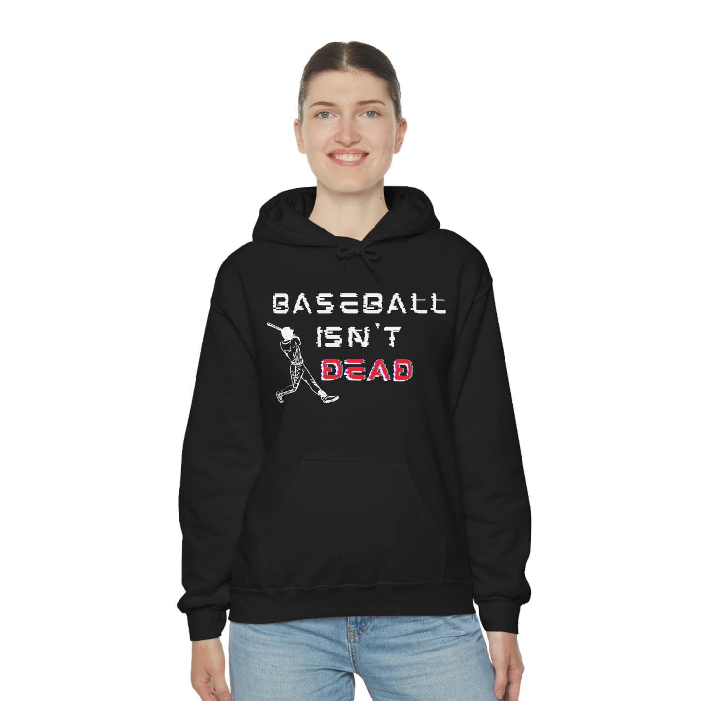 Baseball Isn't Dead Red Front (Black) Hooded Sweatshirt