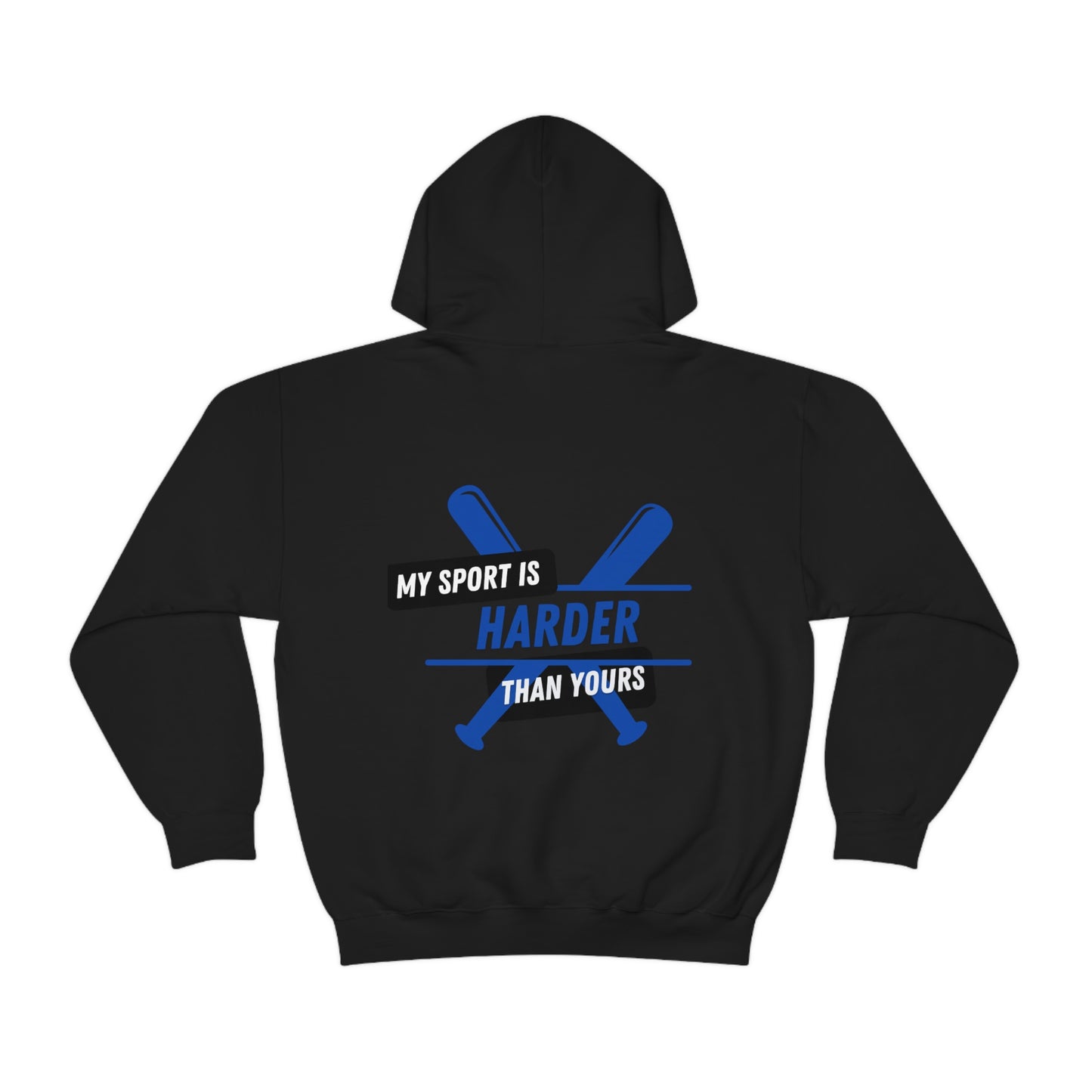 My Sport is Harder Than Yours Blue Bat (Black) Hooded Sweatshirt