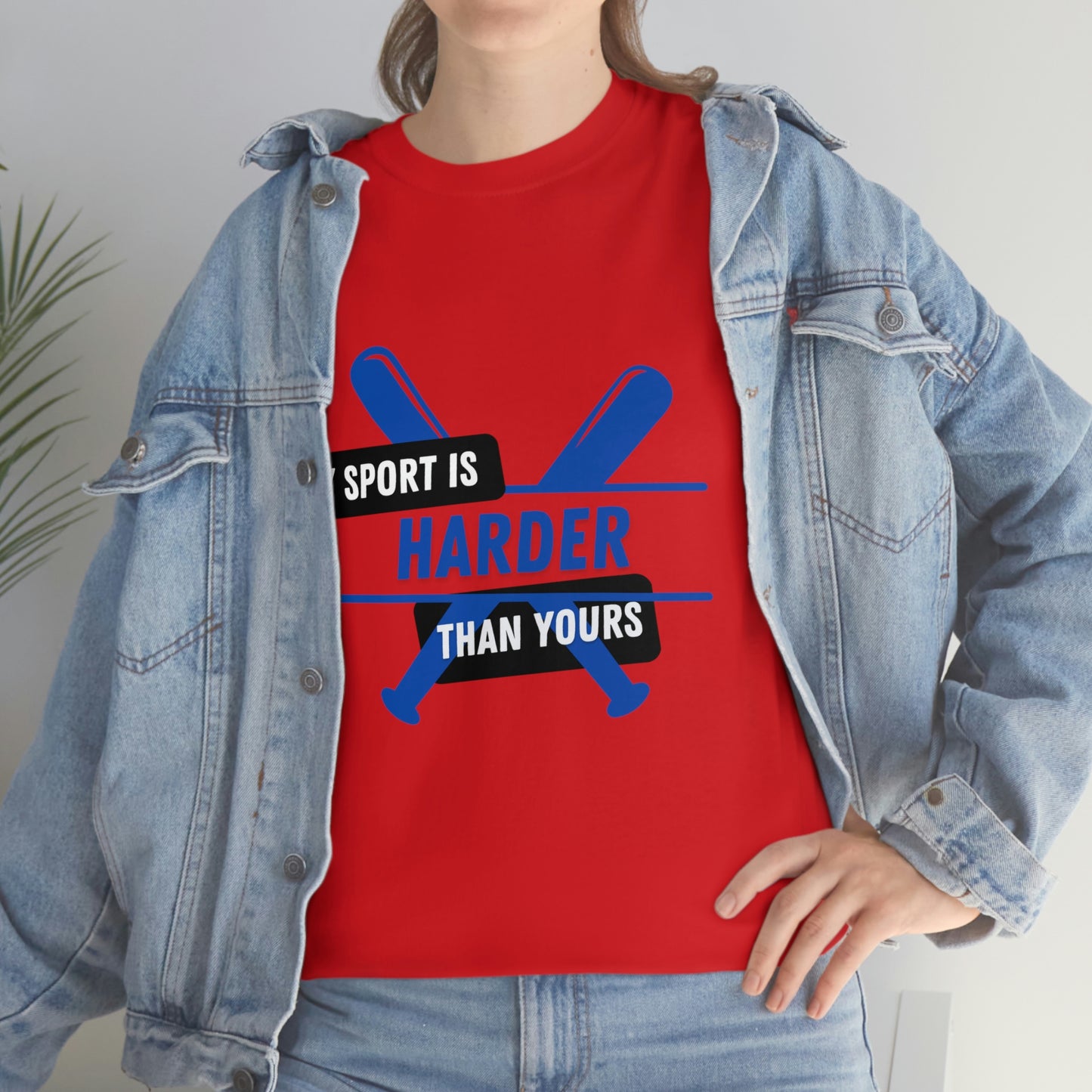 My Sport Is Harder Than Yours Blue Bat (red) Tee