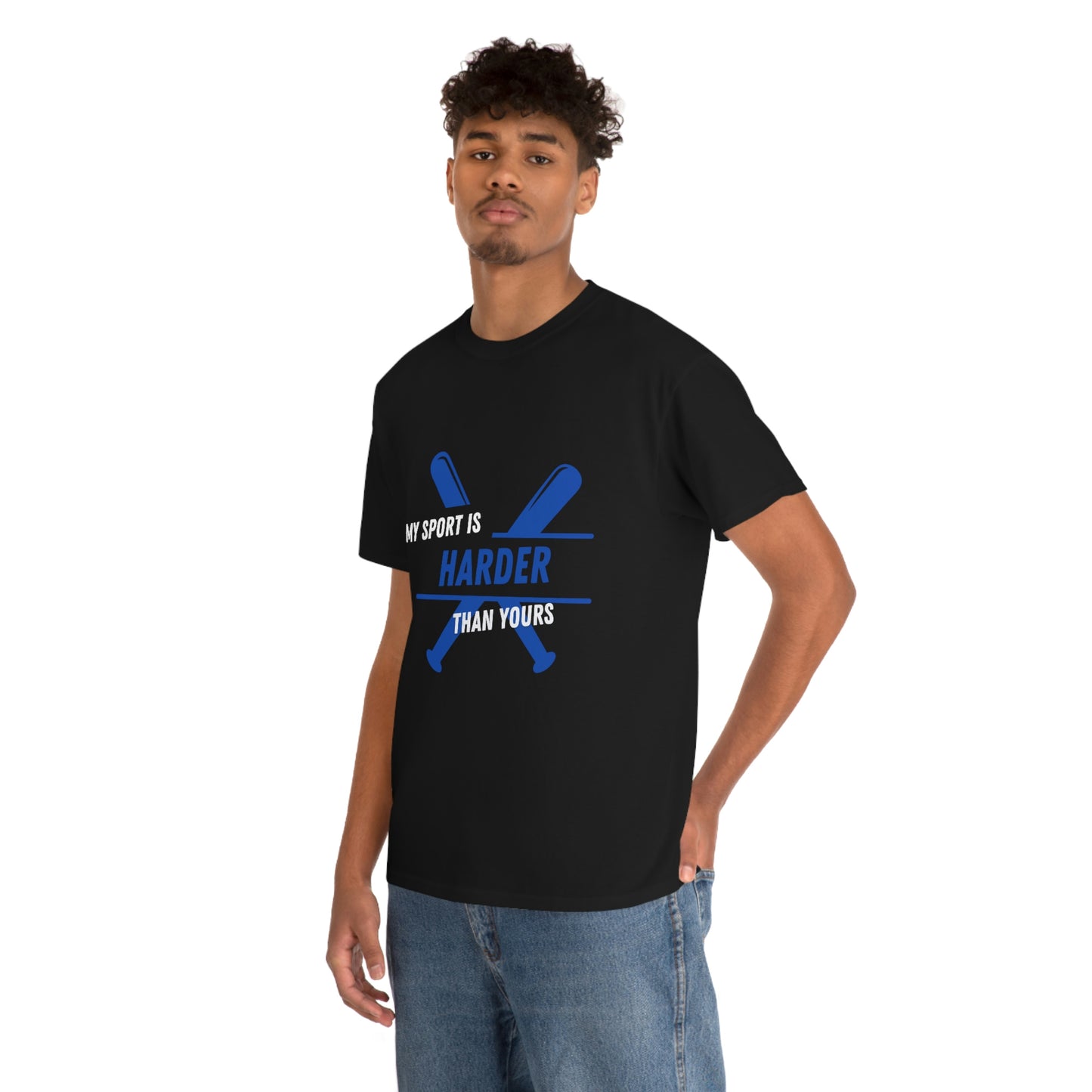 My Sport Is Harder Than Yours Blue Bat (black) Tee