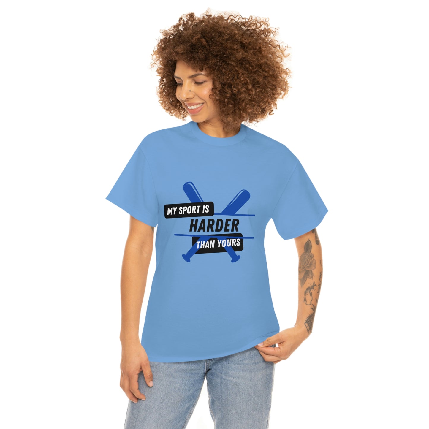 My Sport Is Harder Than Yours Blue Bat (Carolina Blue) Tee