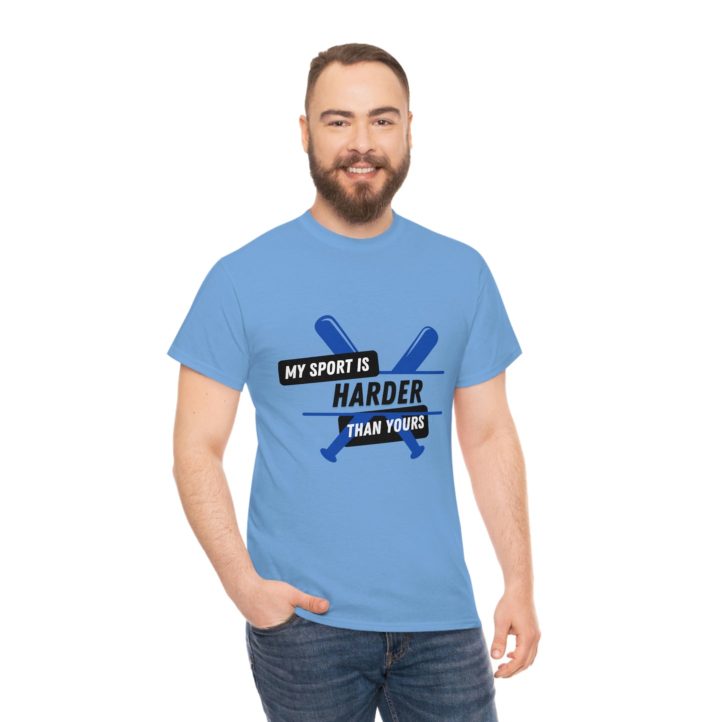 My Sport Is Harder Than Yours Blue Bat (Carolina Blue) Tee