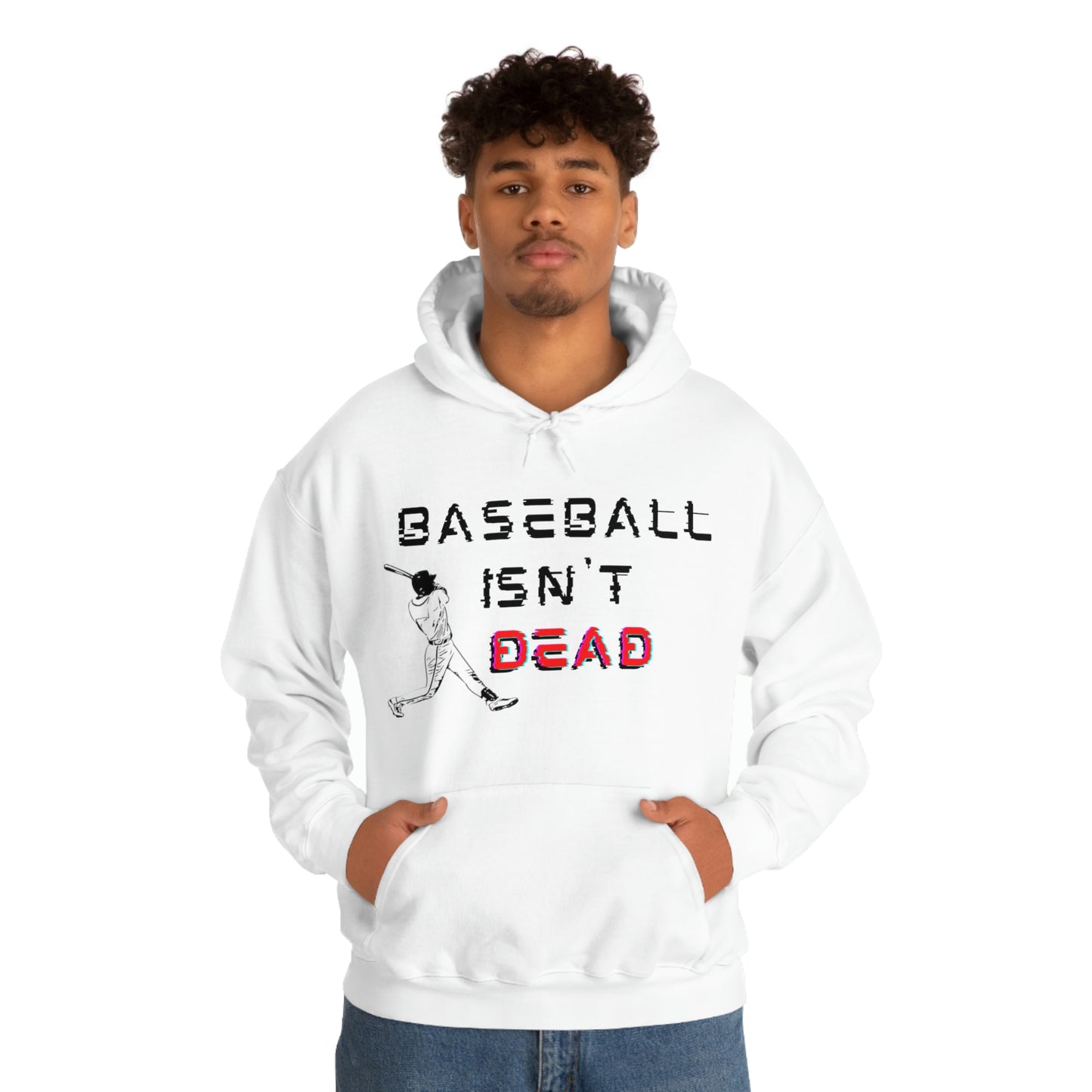 Baseball Isn't Dead Red Front (White) Hooded Sweatshirt