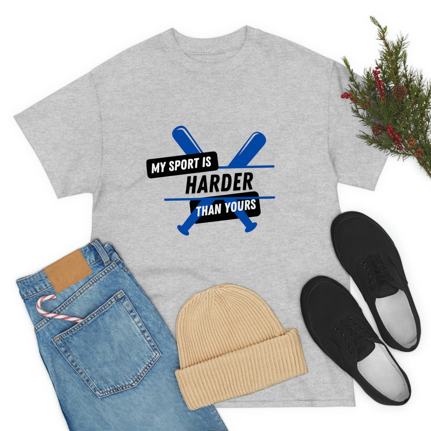 My Sport Is Harder Than Yours Blue Bat (grey) Tee