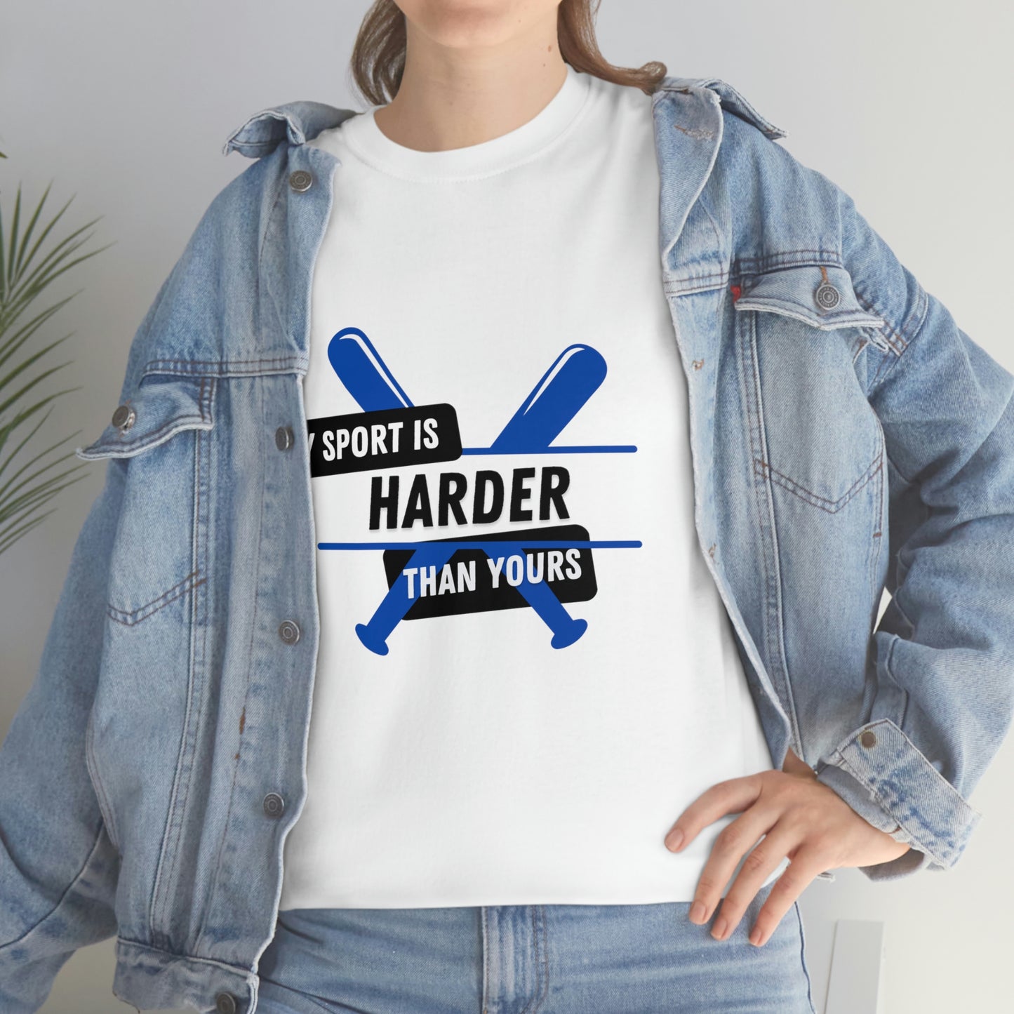 My Sport Is Harder Than Yours Blue Bat (white) Tee