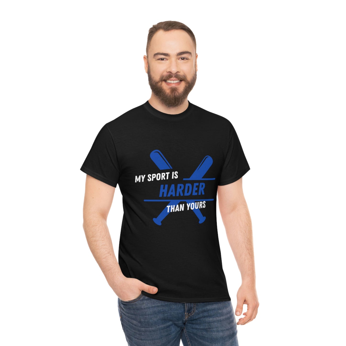 My Sport Is Harder Than Yours Blue Bat (black) Tee