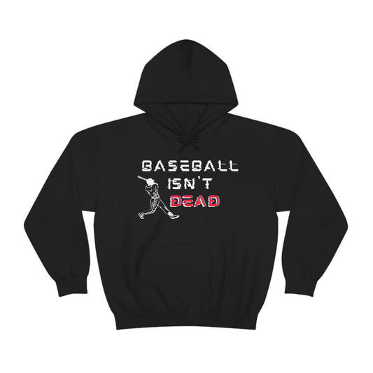 Baseball Isn't Dead Red Front (Black) Hooded Sweatshirt