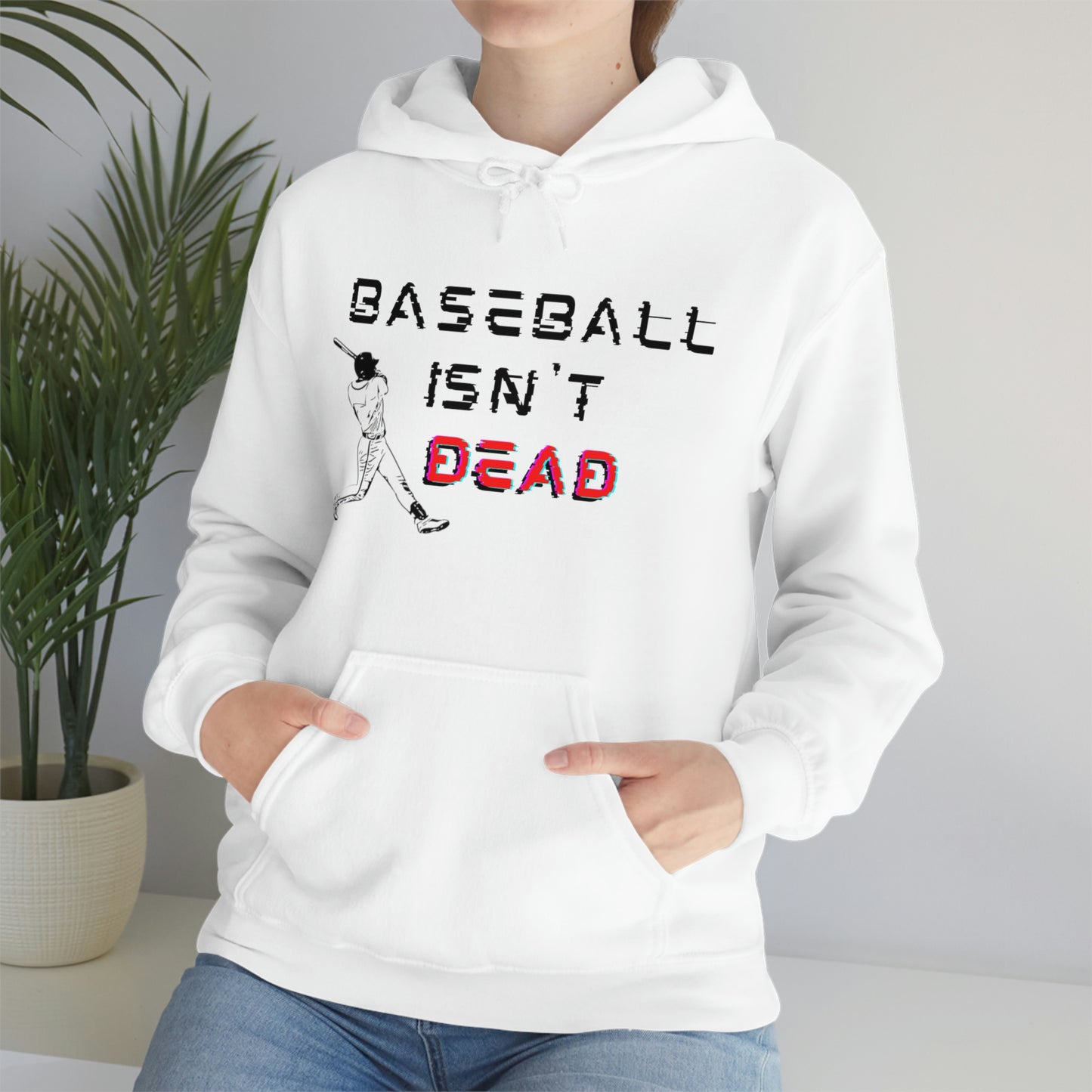 Baseball Isn't Dead Red Front (White) Hooded Sweatshirt