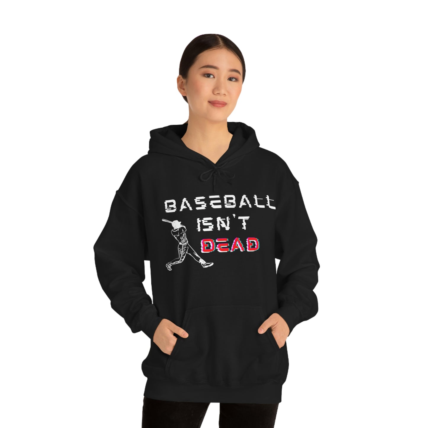 Baseball Isn't Dead Red Front (Black) Hooded Sweatshirt