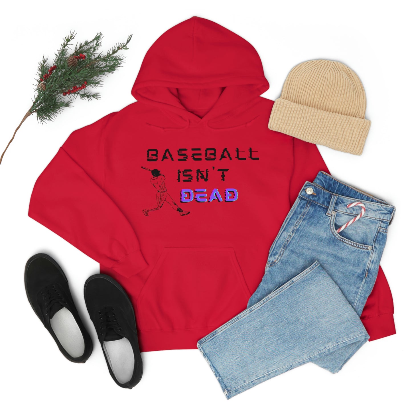 Baseball Isn't Dead Purple Front (red) Hooded Sweatshirt