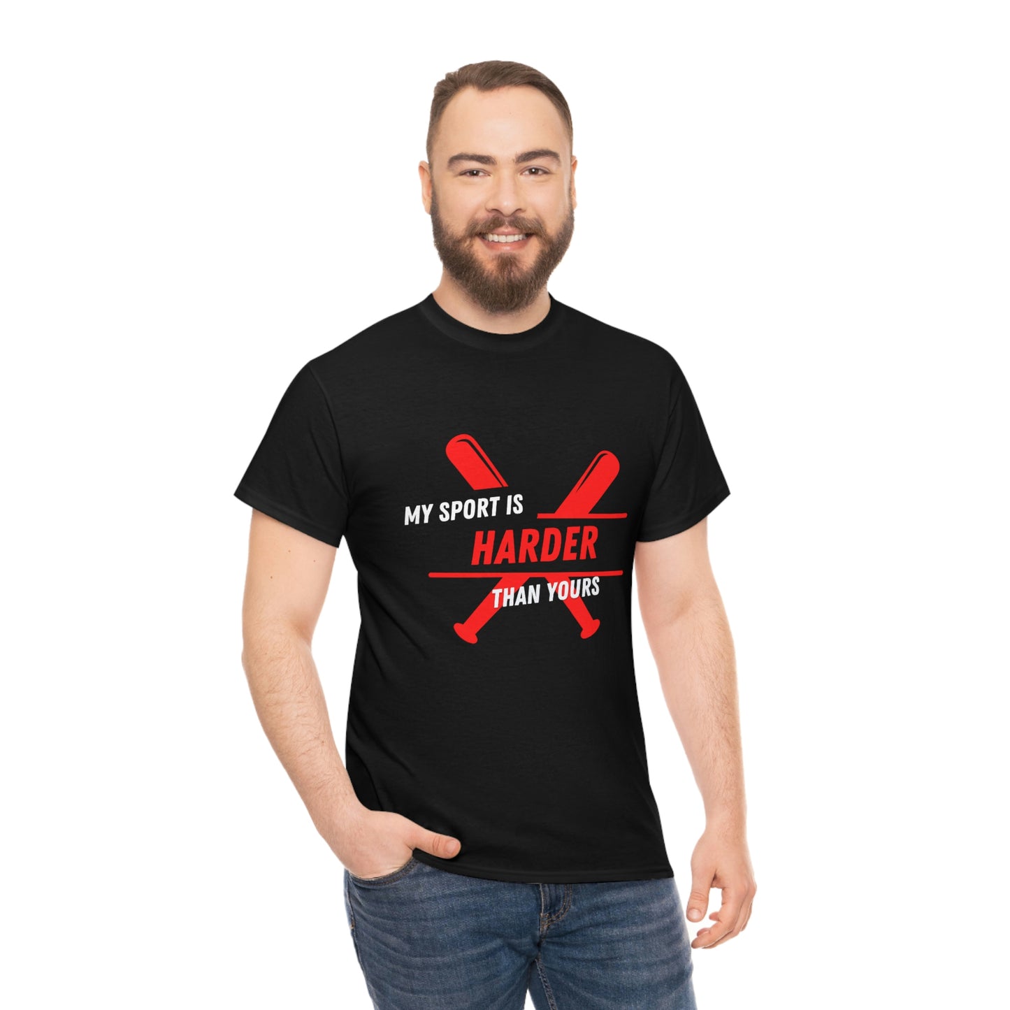 My Sport Is Harder Than Yours Red Bat (black) Tee