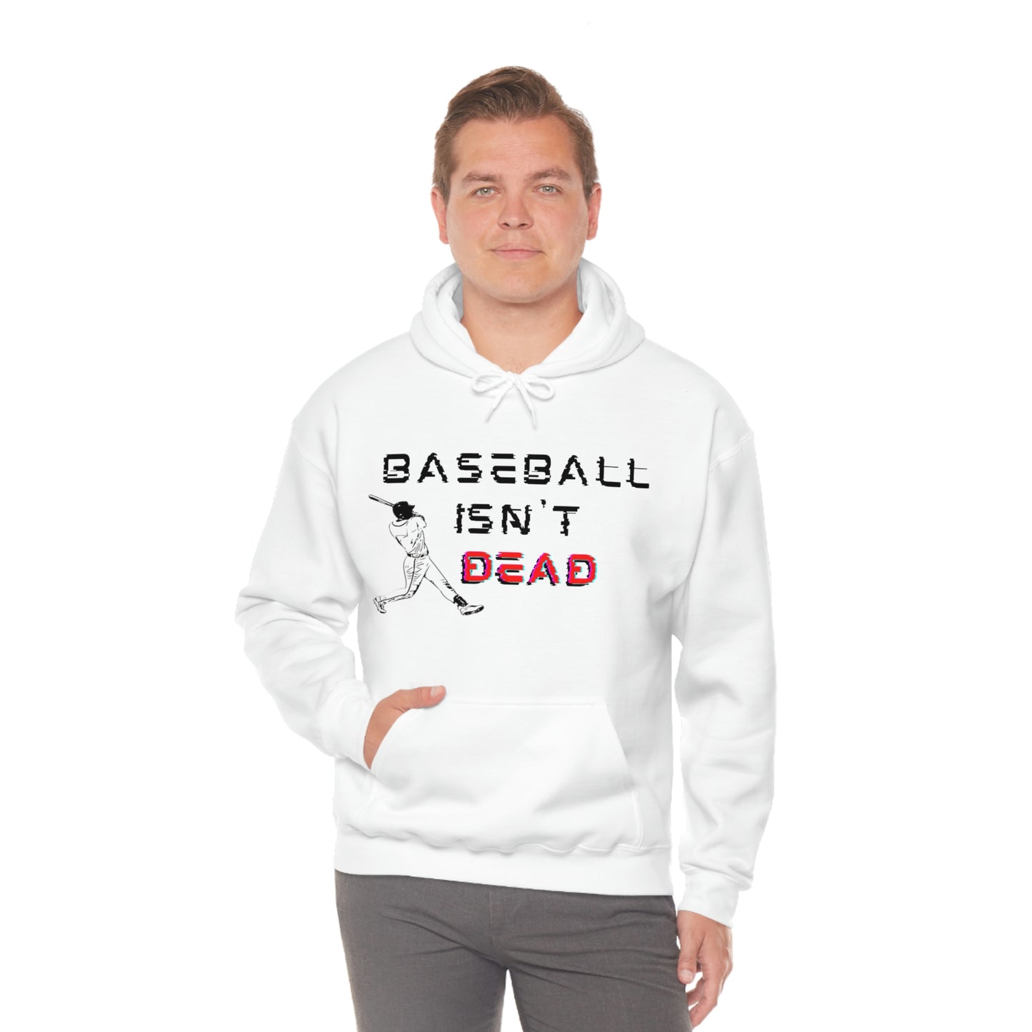 Baseball Isn't Dead Red Front (White) Hooded Sweatshirt