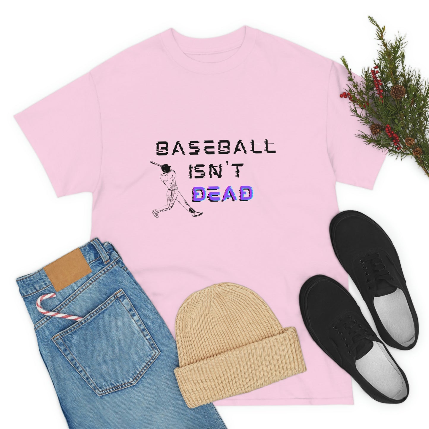 Baseball Isn't Dead Purple Front (light pink) Tee